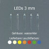 LEDs 3 mm, orange, wasserklar