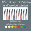 LEDs 1,8 mm, mit Anschlussdrähten und Vorwiderstand, 10-24 V