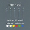 LEDs 3 mm, kaltweiß, diffus