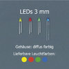 LEDs 3 mm, rot, diffus farbig