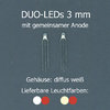 3 mm-Duo-LEDs, gemeinsame Anode, warmweiß-rot