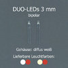 3 mm-Duo-LEDs, bipolar, kaltweiß-rot