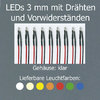 LEDs 3 mm, mit Anschlussdrähten und Vorwiderstand, 10-24 V, Low Cost